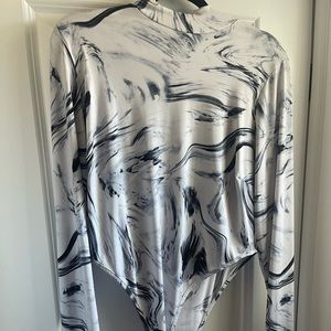 Blue/White Marble Print Body Suit